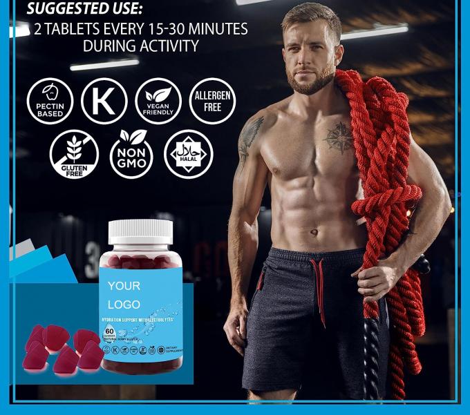 Ом Гидратация Электролит Гумы Естественный аромат ягод Электролит Поддержка здоровья Веганский Безглютеновый Не ГМО Халяльный Пектин 0