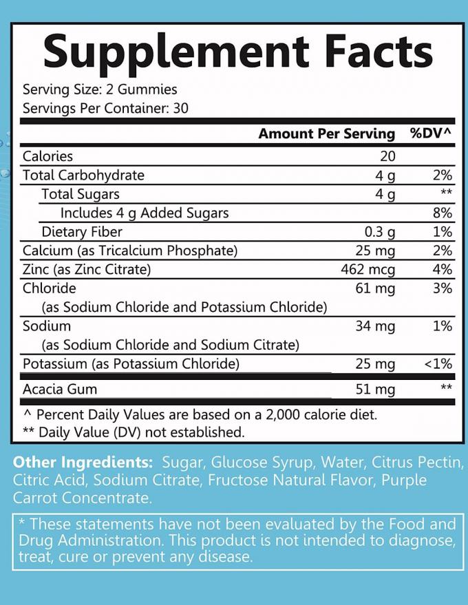 Ом Гидратация Электролит Гумы Естественный аромат ягод Электролит Поддержка здоровья Веганский Безглютеновый Не ГМО Халяльный Пектин 4