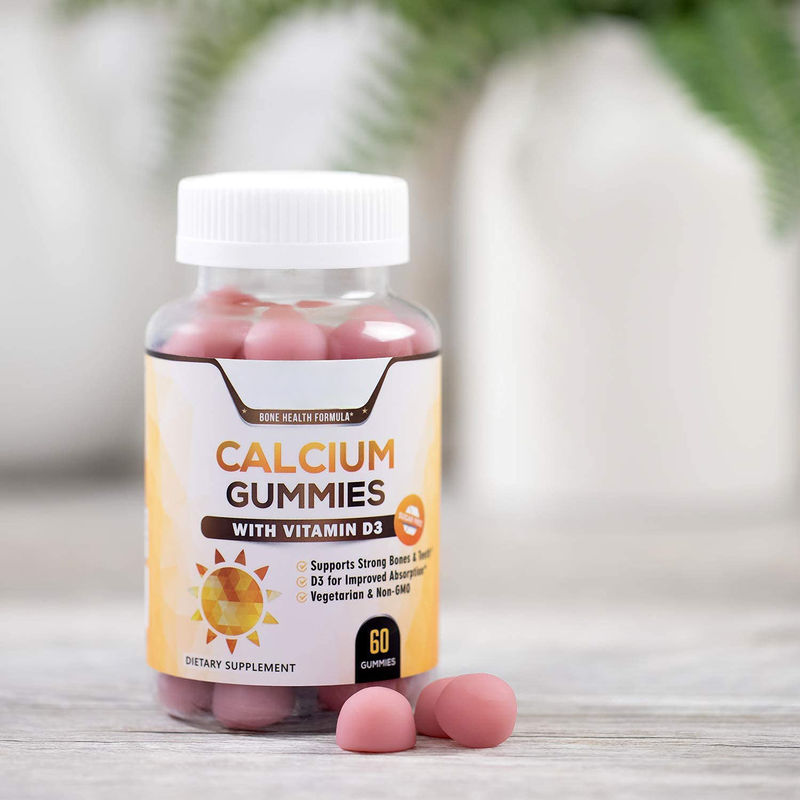 Oem Private Label Vegan Gummy Candy Кальций и витамин D3 Gummies для взрослых поддерживают здоровые кости и зубы