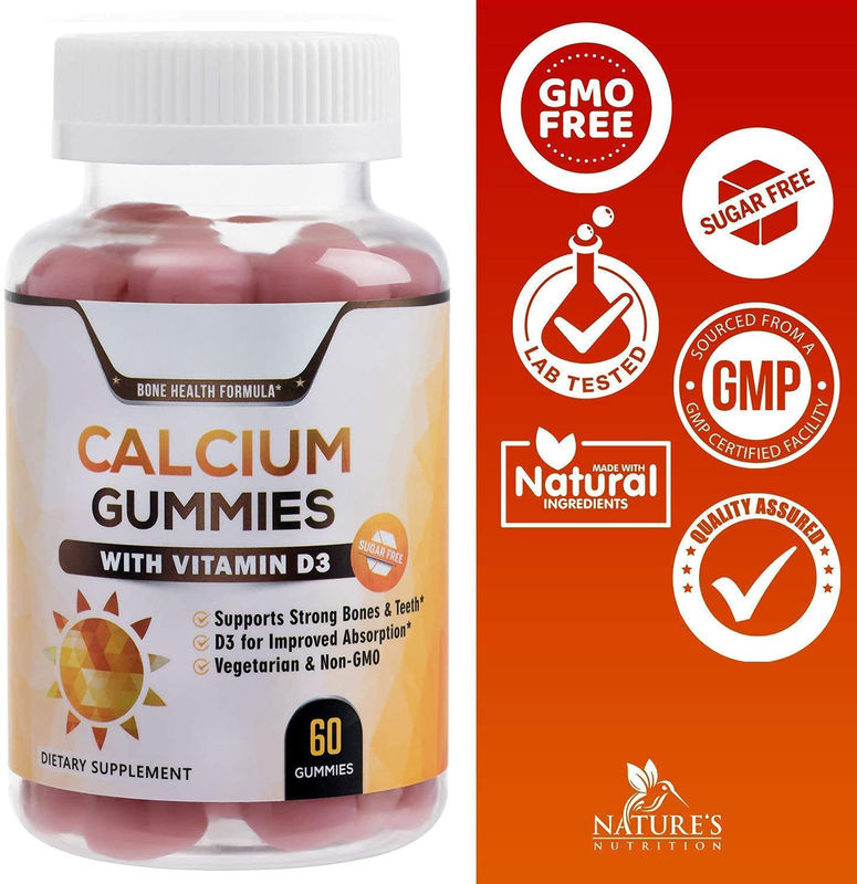 Oem Private Label Vegan Gummy Candy Кальций и витамин D3 Gummies для взрослых поддерживают здоровые кости и зубы