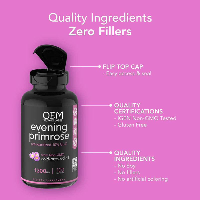 Частное торговое наименование: Evening Primrose Oil Soft Capsules For Women Health Hormone Support Pms Support And Skin Vitality Supp (Оливковое масло приморья для женщин)